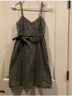 American Eagle Outfitters Olive Green Gray Polka Dot Mini Dress